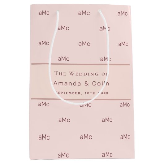 Rose Gold monogramm Paar Initialen Hochzeit Mittlere Geschenktüte (Vorderseite)