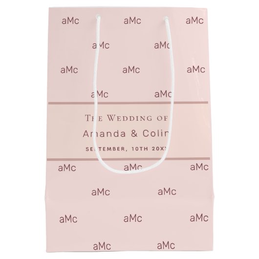 Rose Gold monogramm Paar Initialen Hochzeit Mittlere Geschenktüte (Rückseite)