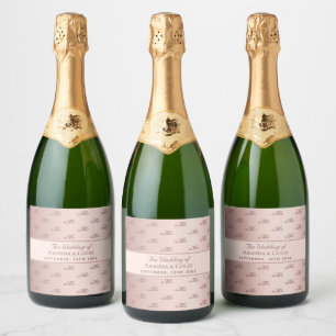 Rose Gold monogramm Paar Initialen Hochzeit Schaumweinetikett
