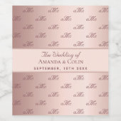 Rose Gold monogramm Paar Initialen Hochzeit Weinetikett (Einzelnes Label)