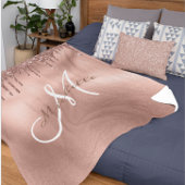 Rose Gold Monogramm Personalisierter Glitzer Fleecedecke