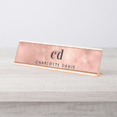 Rose Gold monogramm rustikaler Luxus Schreibtischnamensplakette (Vorderseite )