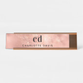 Rose Gold monogramm rustikaler Luxus Schreibtischnamensplakette (Vorderseite )