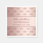 Rose Gold-Monogramm-Schrift Serviette (Vorderseite)