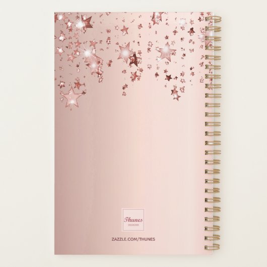 Rose Gold Monogramm Sterne Planer (Rückseite)