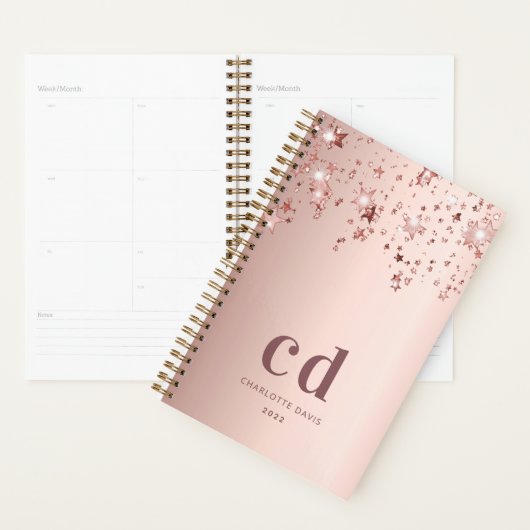 Rose Gold Monogramm Sterne Planer (Anzeige)
