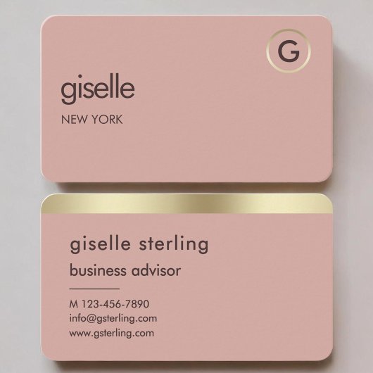 Rose Gold Monogramm Visitenkarte