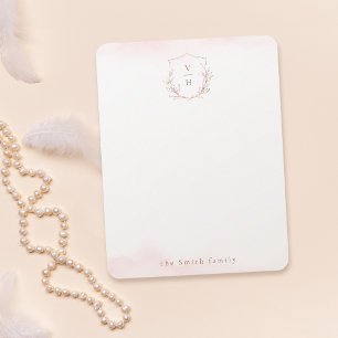 Rose Gold Monogramm Wappen personalisiert Statione Mitteilungskarte