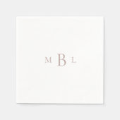 Rose Gold Monogramm Weißer Hochzeitscocktail Serviette (Vorderseite)
