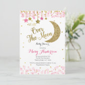 Rose Gold Moon Kinderdusche Einladung für Mädchen (Stehend Vorderseite)