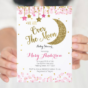 Rose Gold Moon Kinderdusche Einladung für Mädchen