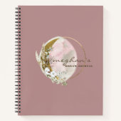 Rose Gold Moon Monogram Name Handwriting Script No Notizblock (Vorderseite)