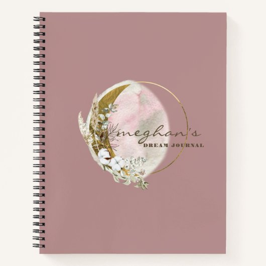 Rose Gold Moon Monogram Name Handwriting Script No Notizblock (Vorderseite)