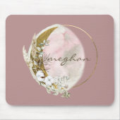 Rose Gold Moon Monogramm Name Handschrift Maus Pa Mousepad (Vorne)