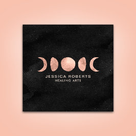 Rose Gold Moon Phases Spirituelle Zen Quadratische Visitenkarte