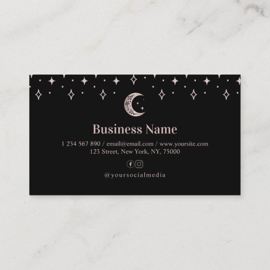 Rose Gold Moon Star Energy Healer Loyalty Card Treuekarte (Rückseite)
