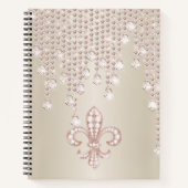Rose Gold, Morganit und Glitzer Fleur-de-lis Notizblock (Vorderseite)