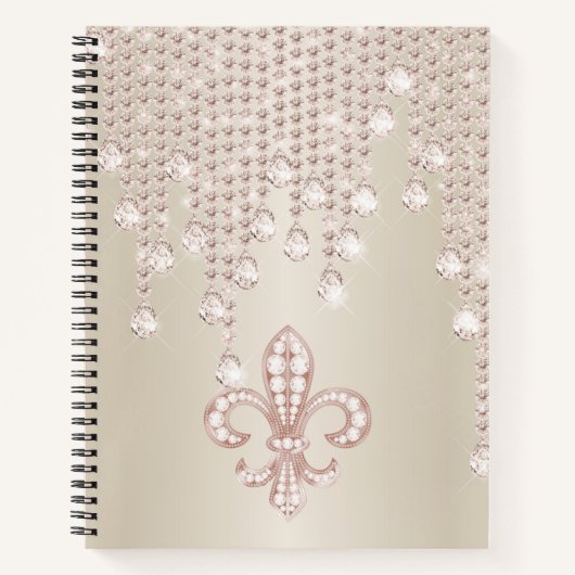 Rose Gold, Morganit und Glitzer Fleur-de-lis Notizblock (Vorderseite)