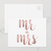 Rose Gold Mr. & Mrs. Postkarten, Folie Schriftart Postkarte (Vorne/Hinten)