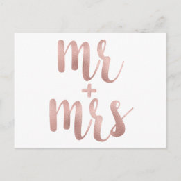 Rose Gold Mr. & Mrs. Postkarten, Folie Schriftart Postkarte