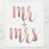 Rose Gold Mr. & Mrs. wine/Sparkling Weinetikett, F Weinetikett (Einzelnes Label)