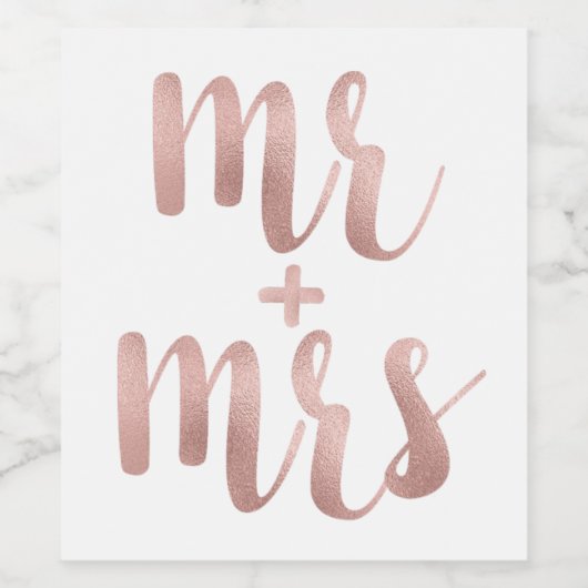 Rose Gold Mr. & Mrs. wine/Sparkling Weinetikett, F Weinetikett (Einzelnes Label)