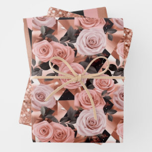 Rose Gold Muster Geschenkpapier Set