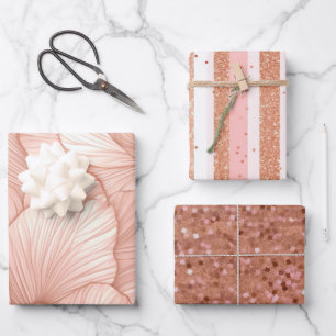 Rose Gold Muster Geschenkpapier Set