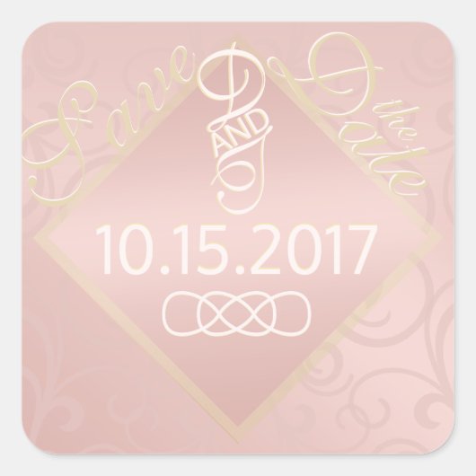 Rose Gold Muster Save the Date Sticker (Vorderseite)
