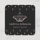 Rose Gold Mystic Moth Butterfly Celestial Moon Quadratische Visitenkarte (Vorderseite)