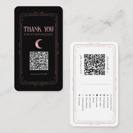 Rose Gold Mystical Magic Occult Social Media QR Visitenkarte (Vorne/Hinten)