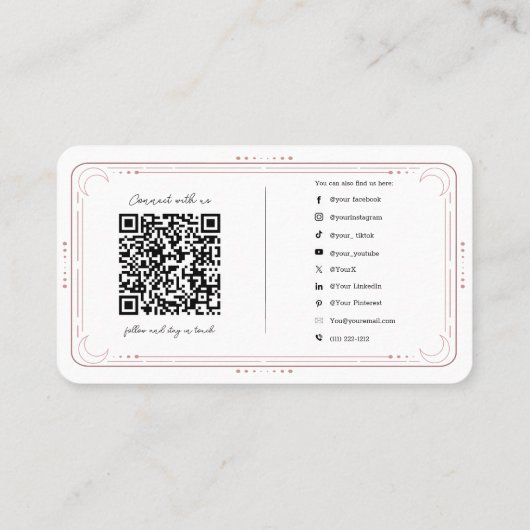 Rose Gold Mystical Magic Occult Social Media QR Visitenkarte (Rückseite)