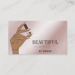 Rose Gold Nagelsalon Frau Hand Nägel Technikerin b Visitenkarte