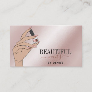 Rose Gold Nagelsalon Frau Hand Nägel Technikerin b Visitenkarte