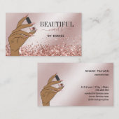 Rose Gold Nagelsalon Frau Hand Nägel Technikerin b Visitenkarte (Vorne/Hinten)
