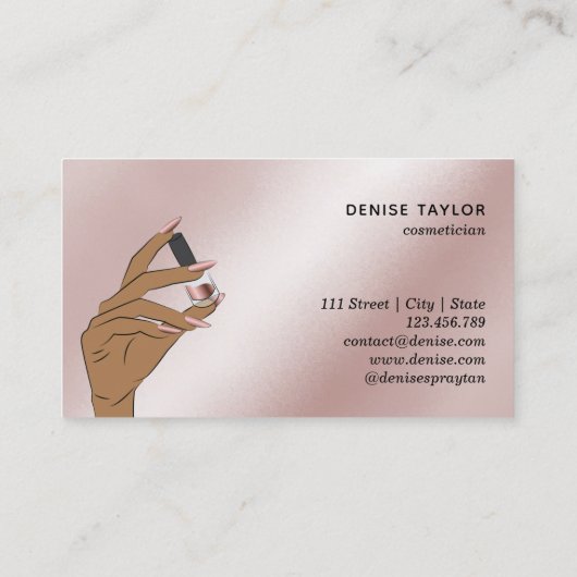 Rose Gold Nagelsalon Frau Hand Nägel Technikerin b Visitenkarte (Rückseite)