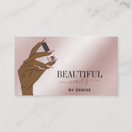 Rose Gold Nagelsalon Frau Hand Nägel Technikerin b Visitenkarte