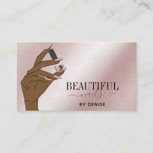 Rose Gold Nagelsalon Frau Hand Nägel Technikerin b Visitenkarte