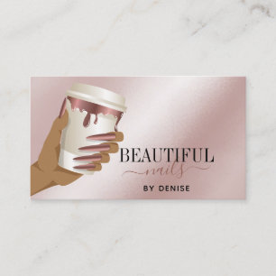 Rose Gold Nagelsalon Frau Hand Nägel Technikerin b Visitenkarte