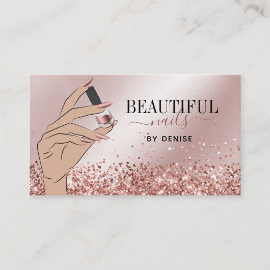 Rose Gold Nagelsalon Frau Hand Nägel Technikerin b Visitenkarte (Vorderseite)