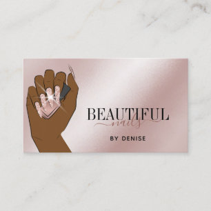 Rose Gold Nagelsalon Frau Hand Nägel Technikerin Visitenkarte