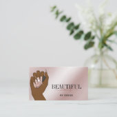 Rose Gold Nagelsalon Frau Hand Nägel Technikerin Visitenkarte (Stehend Vorderseite)
