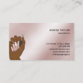 Rose Gold Nagelsalon Frau Hand Nägel Technikerin Visitenkarte (Rückseite)