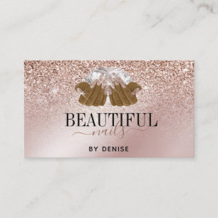 Rose Gold Nagelsalon Frau Hand Nägel Technikerin Visitenkarte