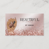 Rose Gold Nagelsalon Frau Hand Nägel Technikerin Visitenkarte (Vorderseite)