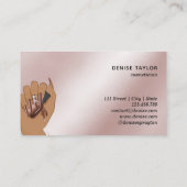 Rose Gold Nagelsalon Frau Hand Nägel Technikerin Visitenkarte (Rückseite)
