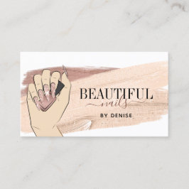 Rose Gold Nagelsalon Frau Hand Nägel Technikerin Visitenkarte