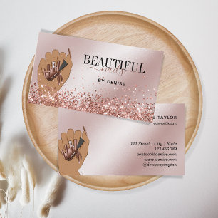 Rose Gold Nagelsalon Frau Hand Nägel Technikerin Visitenkarte