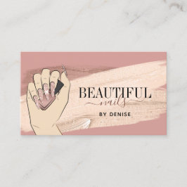 Rose Gold Nagelsalon Frau Hand Nägel Technikerin Visitenkarte