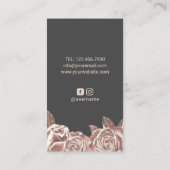 Rose Gold Nail Polnische Flasche & Blume Maniküre Visitenkarte (Rückseite)